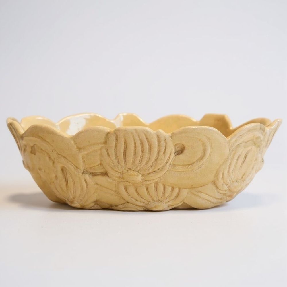 Royal Haeger Oval Fruit Bowl Yellow Center Piece Planter 11½" Floral Design MCM